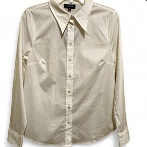 New ModCloth Ivory Long sleeve Vintage Collar Button down top women’s medium